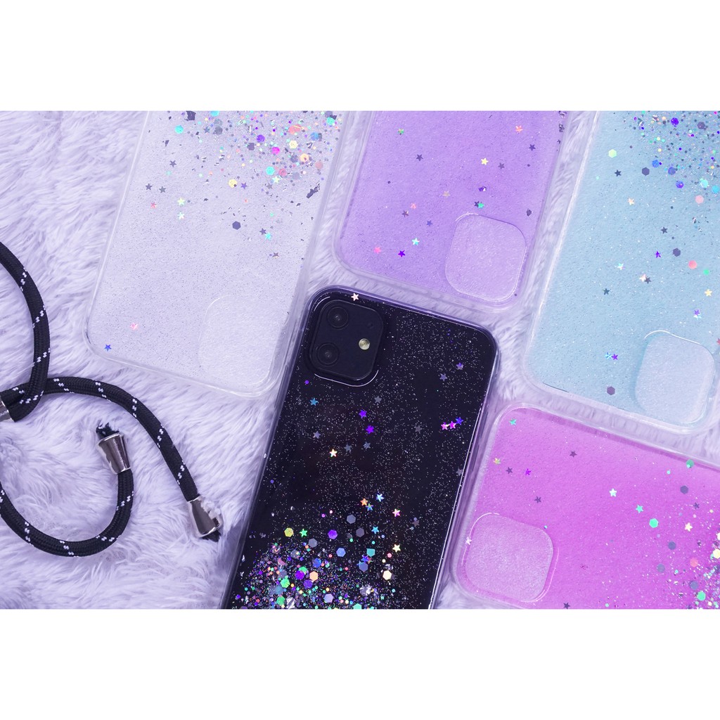 MallCasing - Oppo Reno 2F | Reno 4 | Reno 4F/ F17 Pro Soft Case Clear Glitter + Tali Full Color