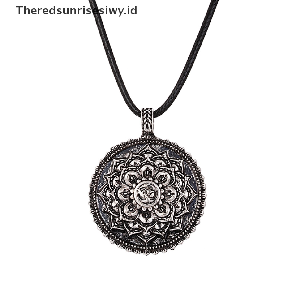 Kalung Liontin Jimat Meditasi Lotus Mandala Tibet Gaya Retro