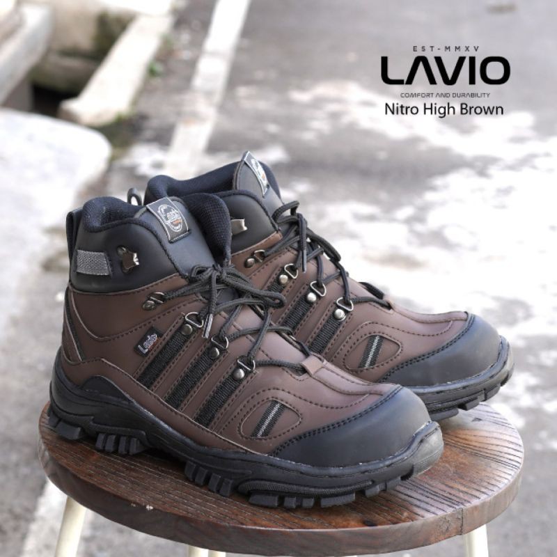 Lavio Nitro High Sepatu Safety Boots Pria Sol Karet Lentur Anti Licin