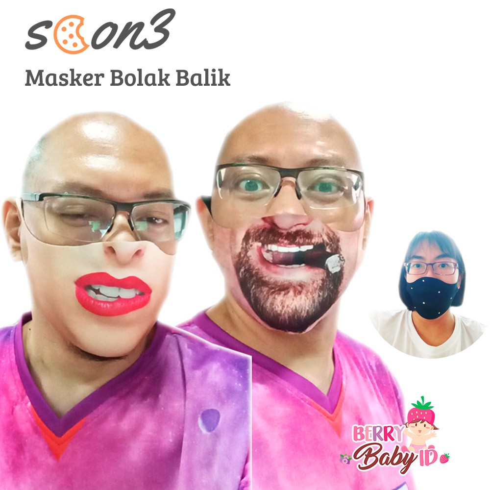 Scon3 Masker Bolak Balik Scuba Print Karakter Dewasa Berry Mart
