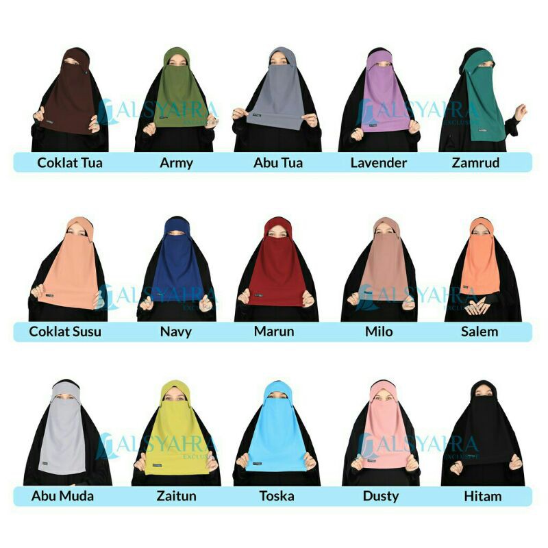 Alsyahra Exclusive Niqab Poni Kancing Raudhah Sifon Premium