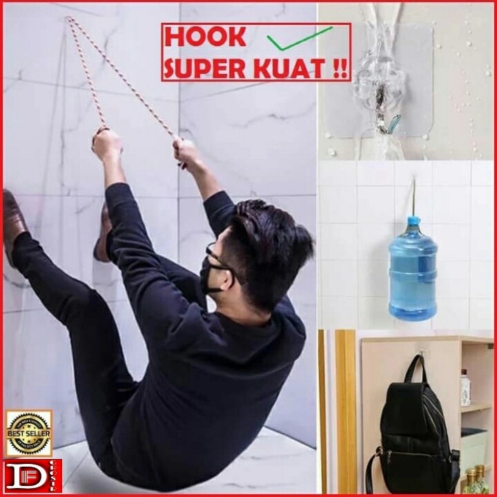 Hanger Super Gantungan Hook PowerFull Kuat Tempel Tembok Praktis