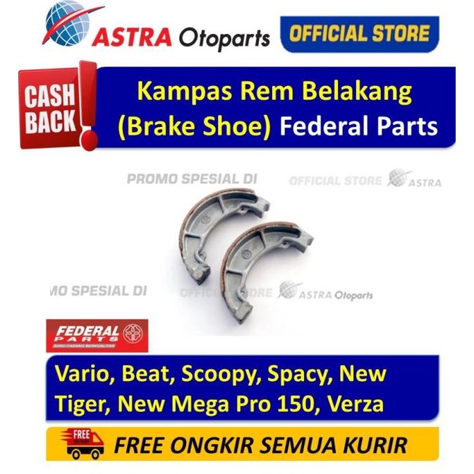 Kampas Rem Belakang (Brake Shoe) Federal Parts NEW TIGER, VERZA DLL ASTR4OTO
