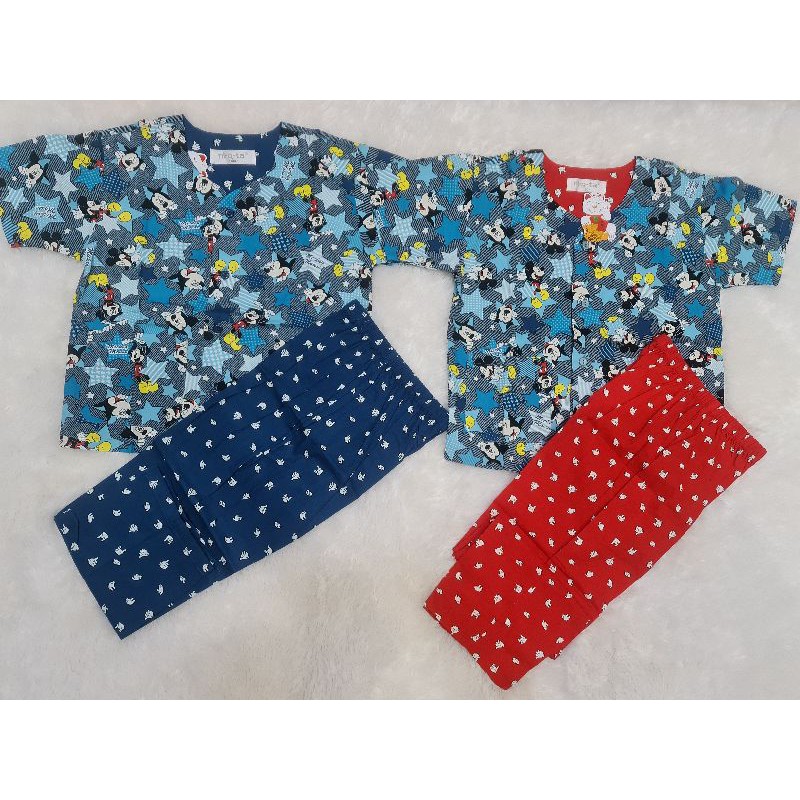 Piyama Katun Jepang NIQTA MICKEY DENIM pendek pendek Size Ibu dan Anak