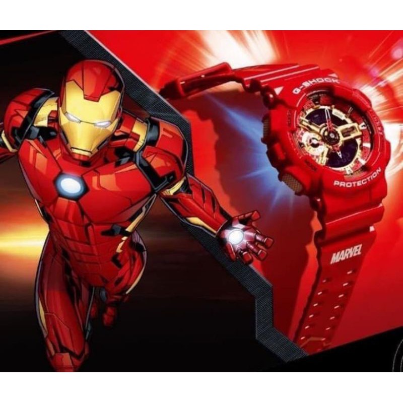 Jam Pria Merk Gshock Type Ga 110 Marvel Iron Man Fullset Shopee Indonesia