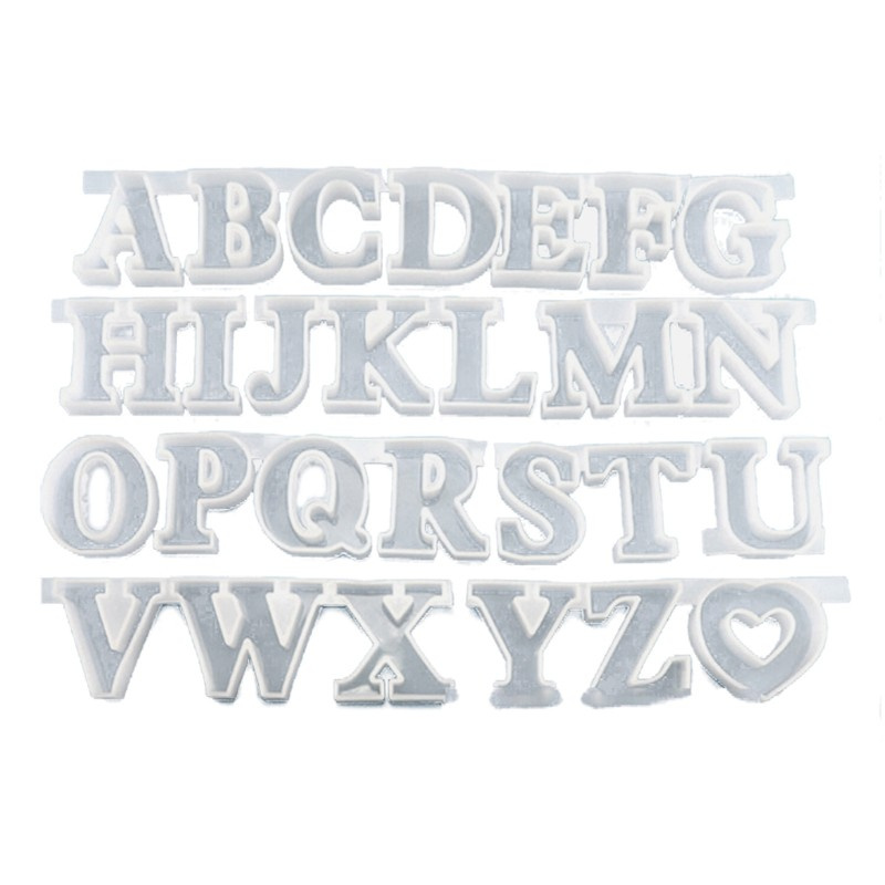 Glitter 26 Capital English Letter Resin Casting Molds Kit 3D Alphabet Keychain Pendant Resin Silicone Molds Jewelry Making Tools