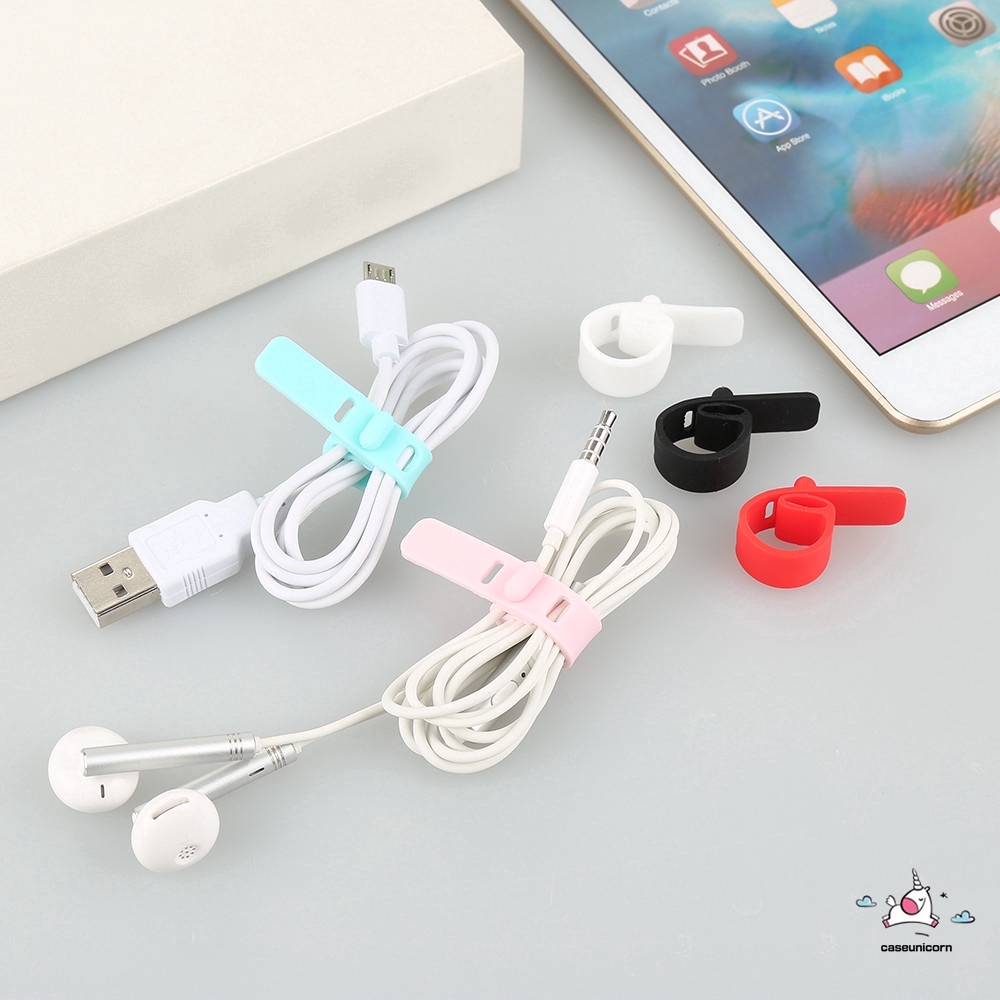 5pcs Holder Organizer Kabel Charger Usb Magnetik Bahan Silikon