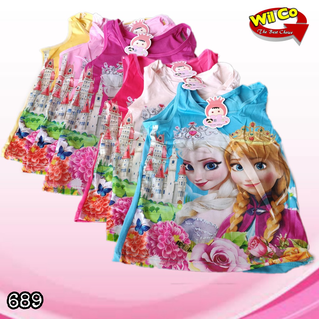 K689 - KAOS SINGLET TANKTOP ANAK WANITA MOTIF FROZEN SIZE S - XL HARGA PER 1 PCS