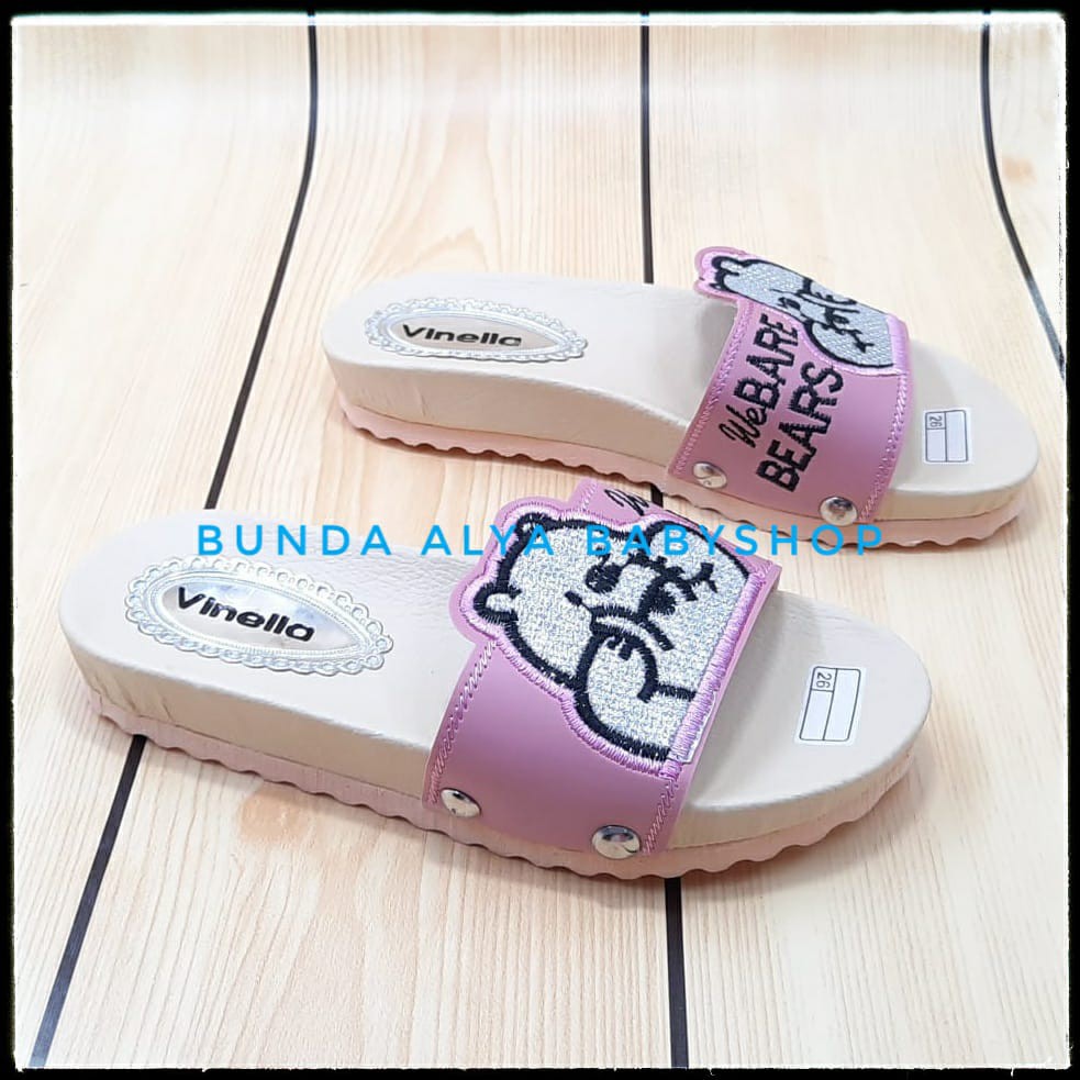 Sendal Anak Perempuan Usia 3 4 5 6 7 Tahun BEAR PINK SIze 26-35 - Sandal Anak Cewek FlipFlop