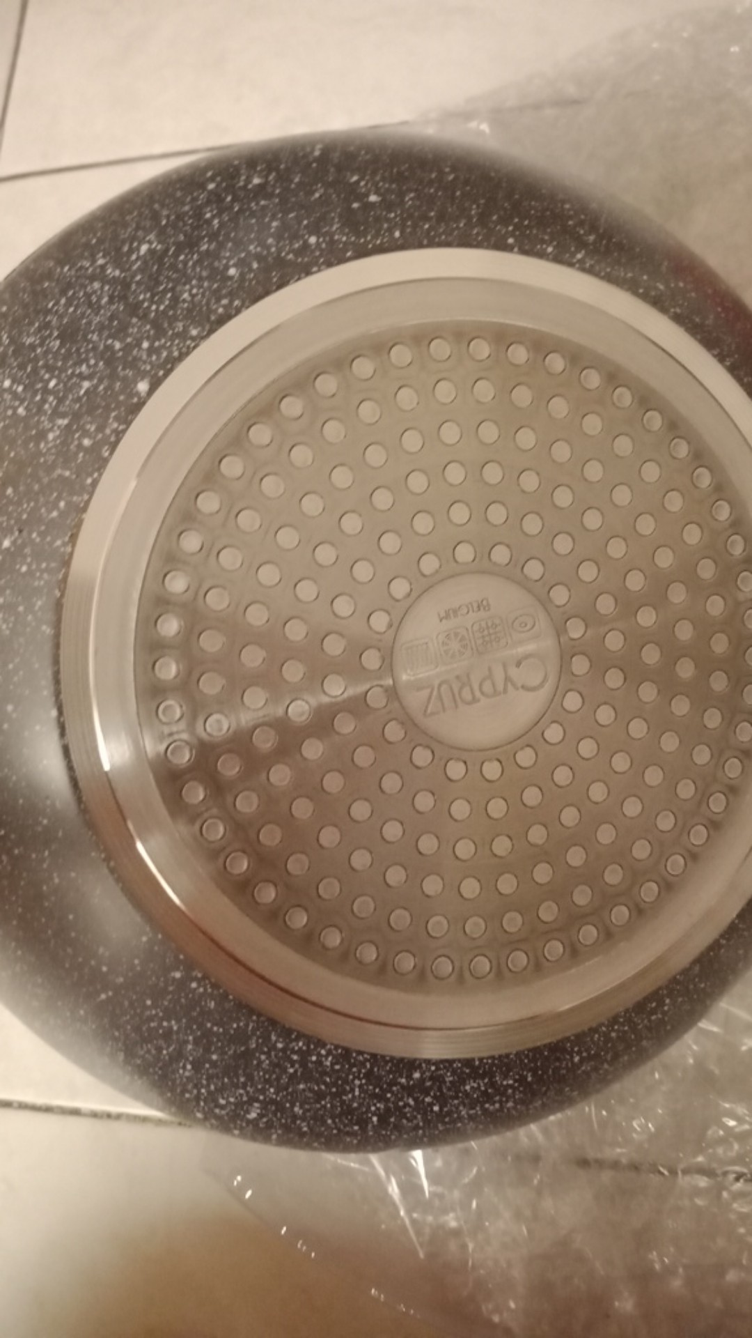 Ki0648 Cypruz 26cm Kuali Marble With Lid Induksi Wok Tutup Kaca