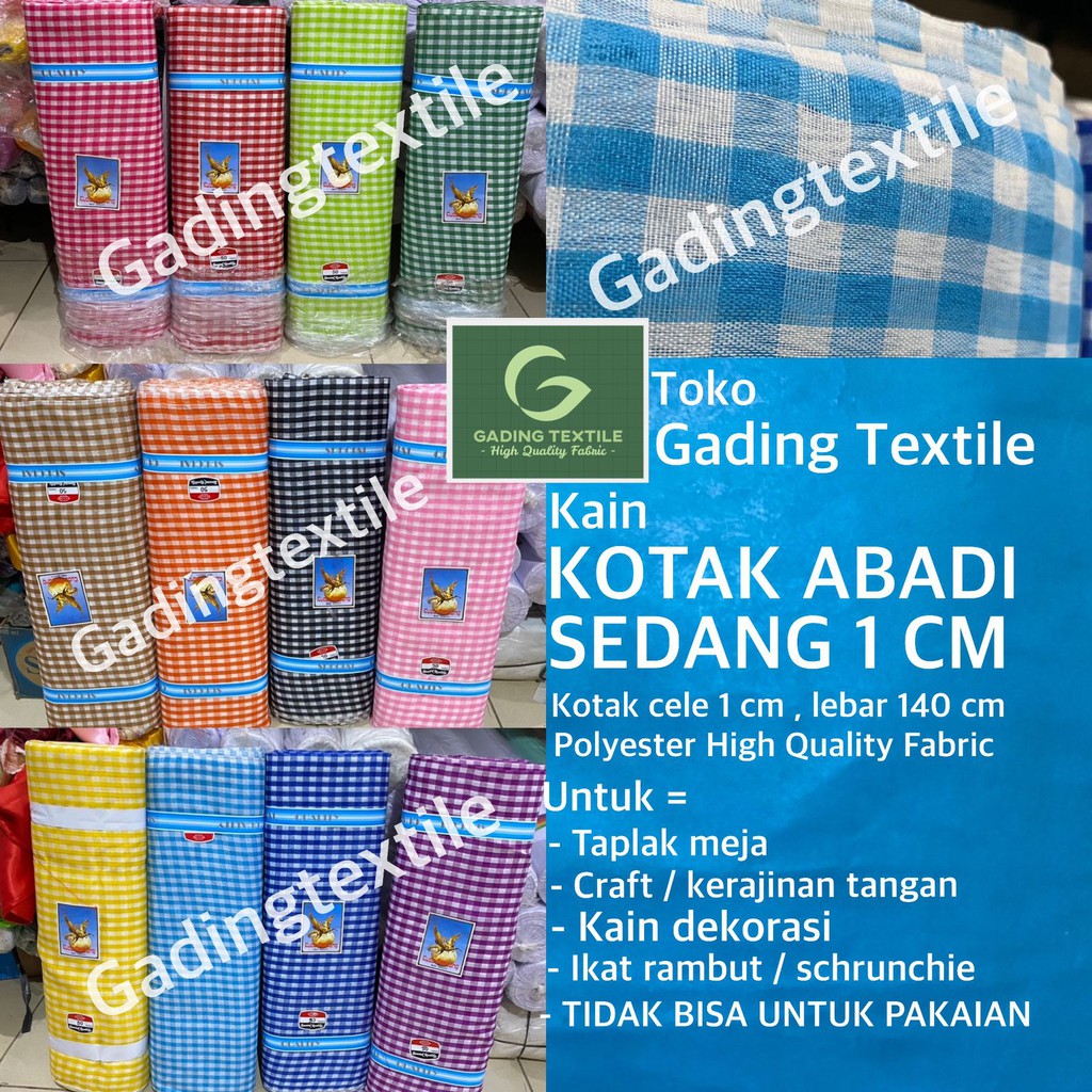 ( per setengah meter ) kain KOTAK CELE ABADI 1 CM lebar 140 cm craft taplak meja kerajinan tangan schrunchie schruncie