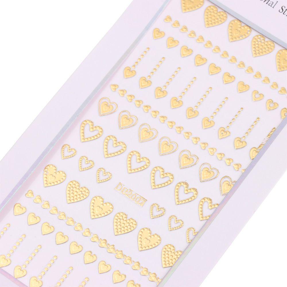 Solighter 3D Stiker Kuku Nail Art Perak Emas Garis Geometris Stripe Transfer Stickers