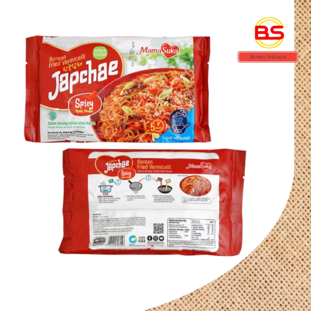 MamaSuka Japchae Original, Spicy / Sohun Goreng Instant Khas Korea 111 gram