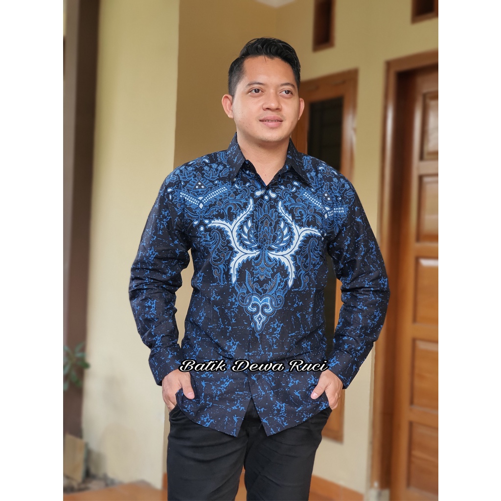 Batik Pria NITINEGORO NAVY Full Furing Katun Halus Size M-XXL High Quality