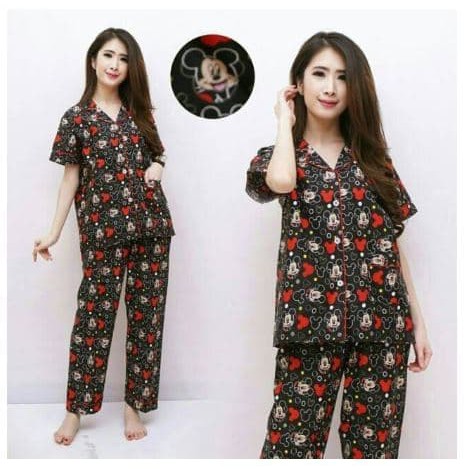 Baju Setelan Wanita Bestfashions-BAJU-TIDUR-PIYAMA-PAJAMAS-DEWASA-Pp-POPPY-GANG-2W-bahan-KATUN U8L4