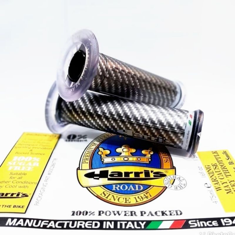 Handgrip Handfat handle Carbon Harris 3D Made In Italy Universal Motor Nmax  PCX Aerox Scoopy Vario dll