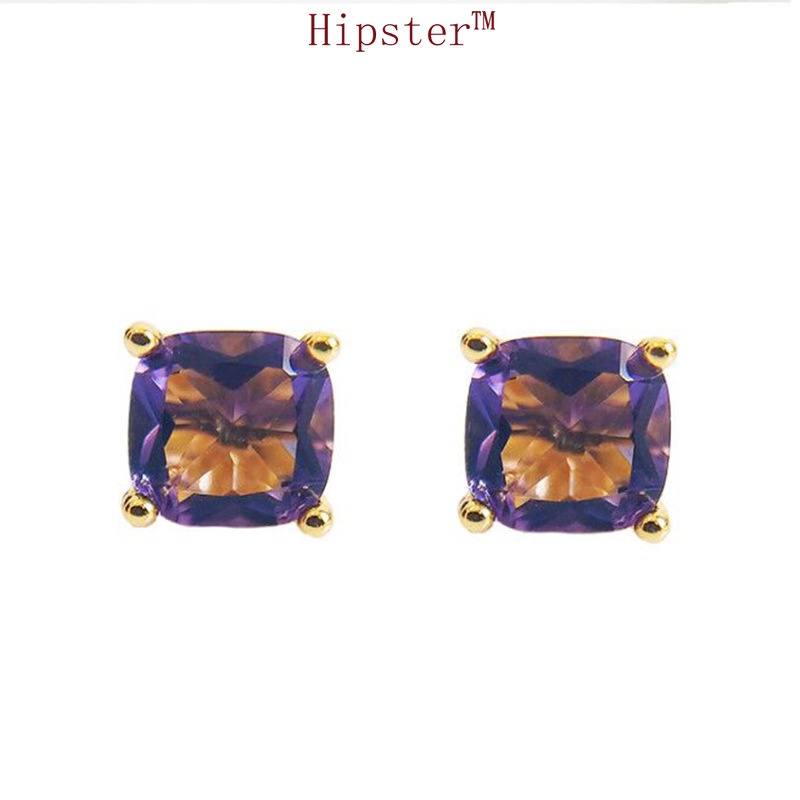 Popular Amethyst Simple Temperament Trendy Stylish Earrings