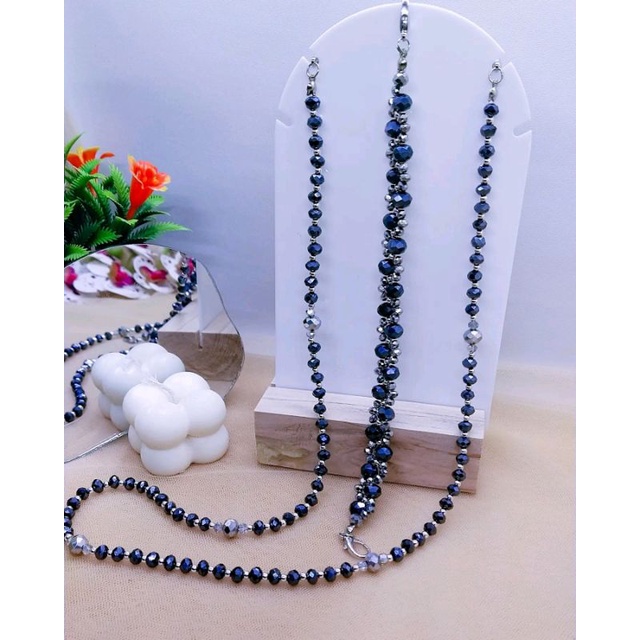 full Kristal Metalik mix silver / strapmask flower/ konektor 2in1 rantai flower / kelopak bunga / ke