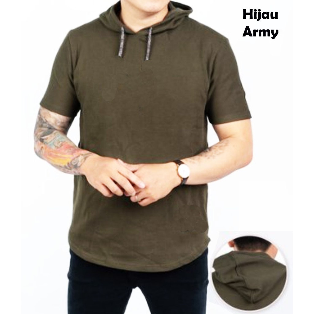Kaos Hoodie Pria Lengan Pendek
