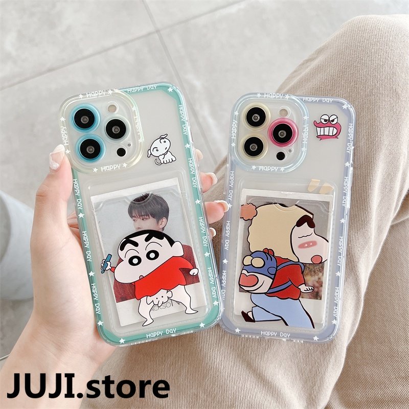 Caute Soft Case TPU Motif Crayon Shin-chan Untuk IPhone 14 13 11 Pro Max 8 7 Plus X XS XR