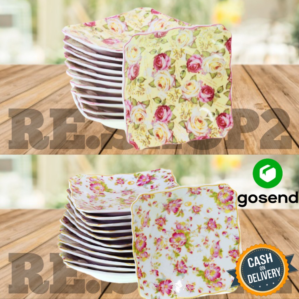 Piring Kotak Kecil Puding Kue Keramik