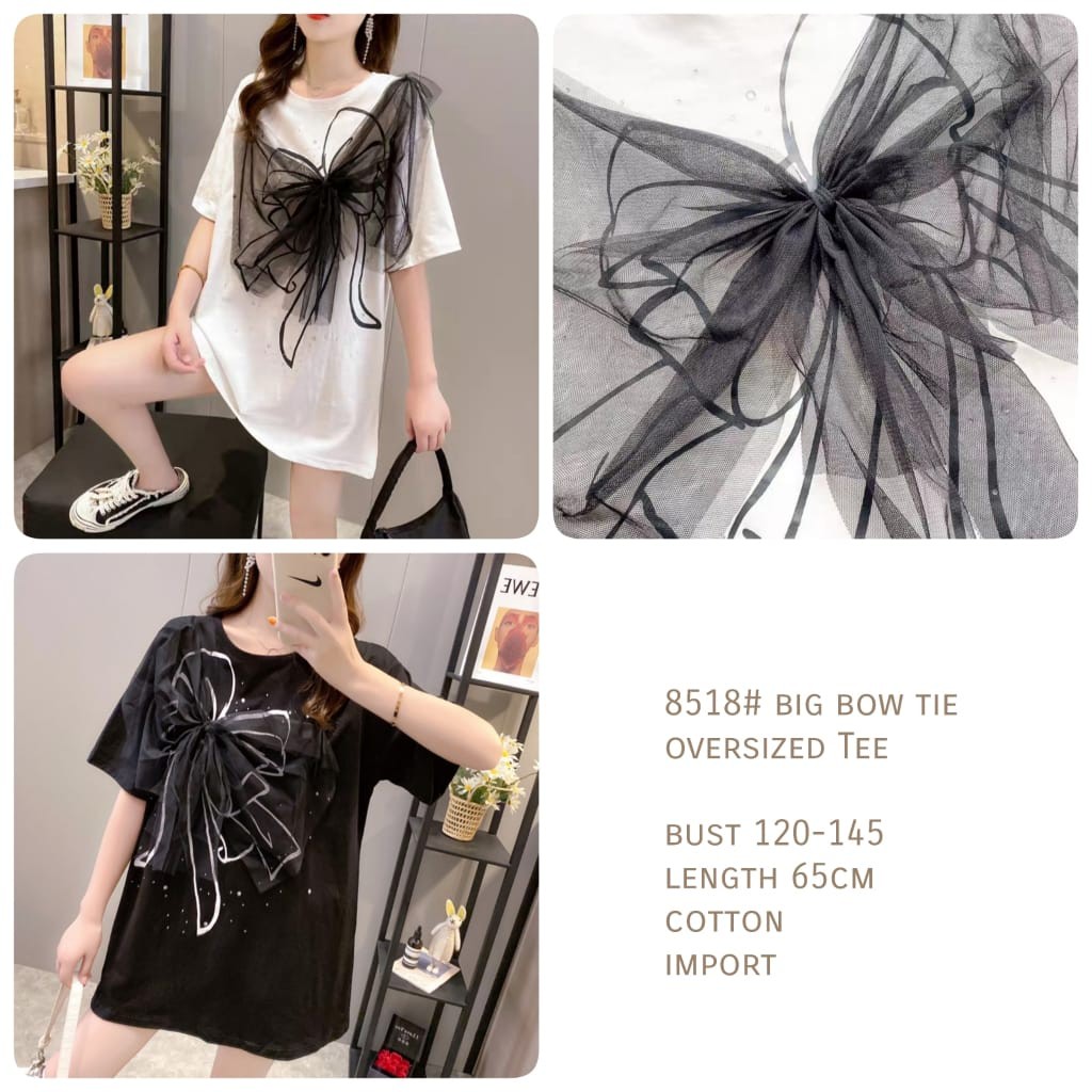 Irene Big Bowtie Oversized Tee Kaos Import TM 8518 Cardigan rajut bahan import / Dress rajut import 
