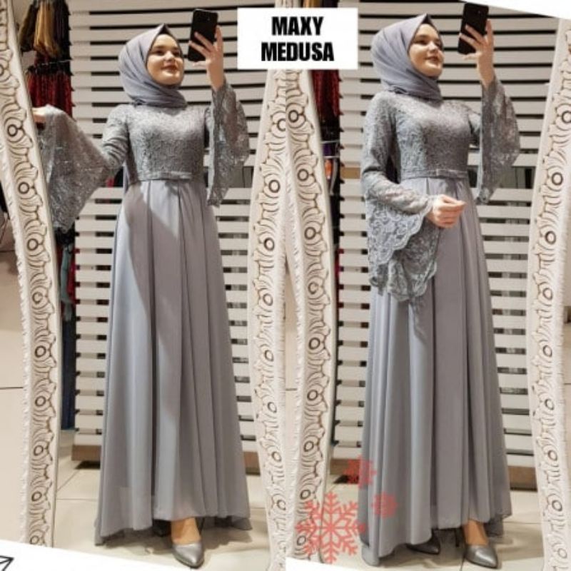 DRESS MUSLIM WANITA MEDUSA BRUKAT Gamis Brukat Baju Gamis Wanita Baju Gamis Wanita Terbaru 2021