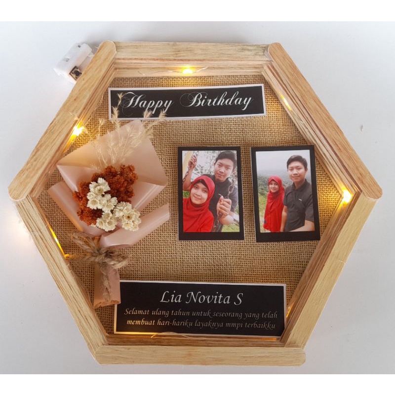 Jual BISA COD | HEXA Flower In Frame | Dried Flower | Kado Ultah | Kado ...