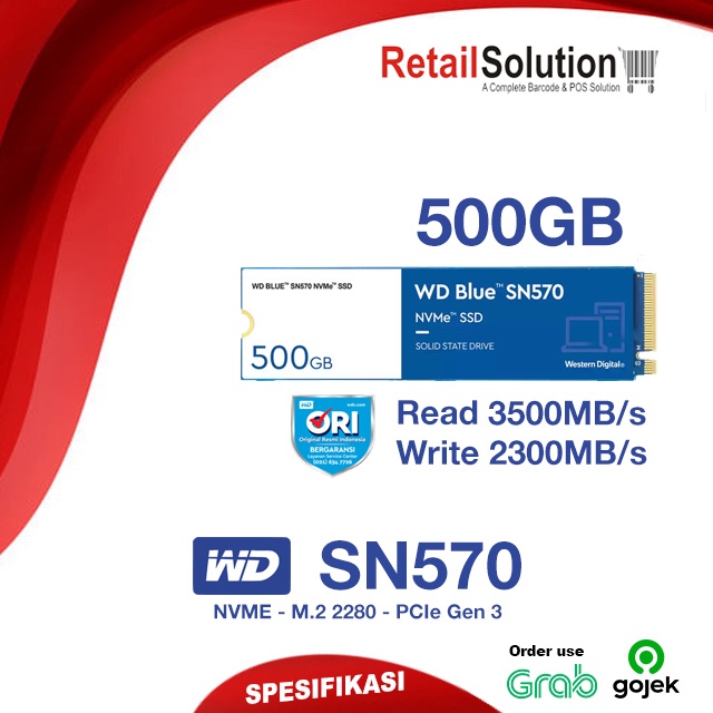 SSD M2 M.2 2280 NVME - WD Blue SN570 / SN-570 500GB 500 GB Original