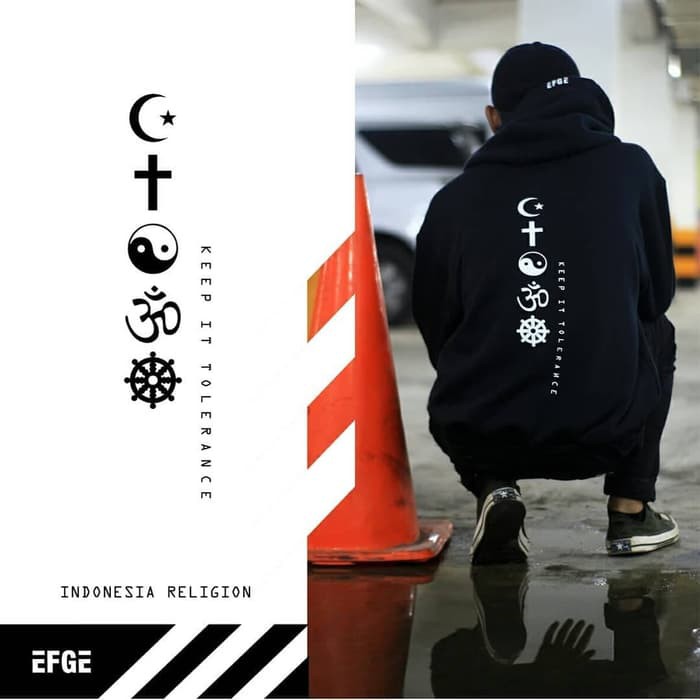 JACKET HOODIE KEEP IT TOLERANCE INDONESIA RELIGION - M