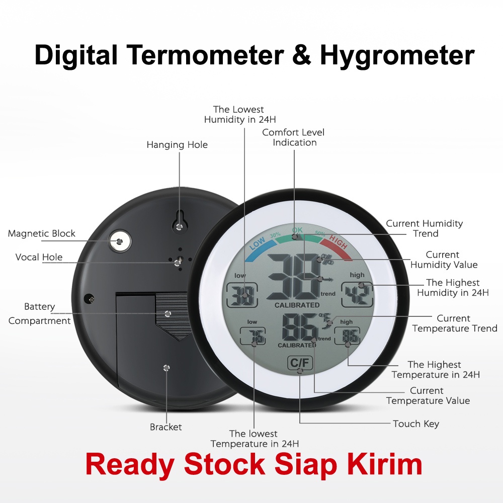 Termometer Hygrometer Digital Termostat Ukur Suhu Kelembaban Ruangan