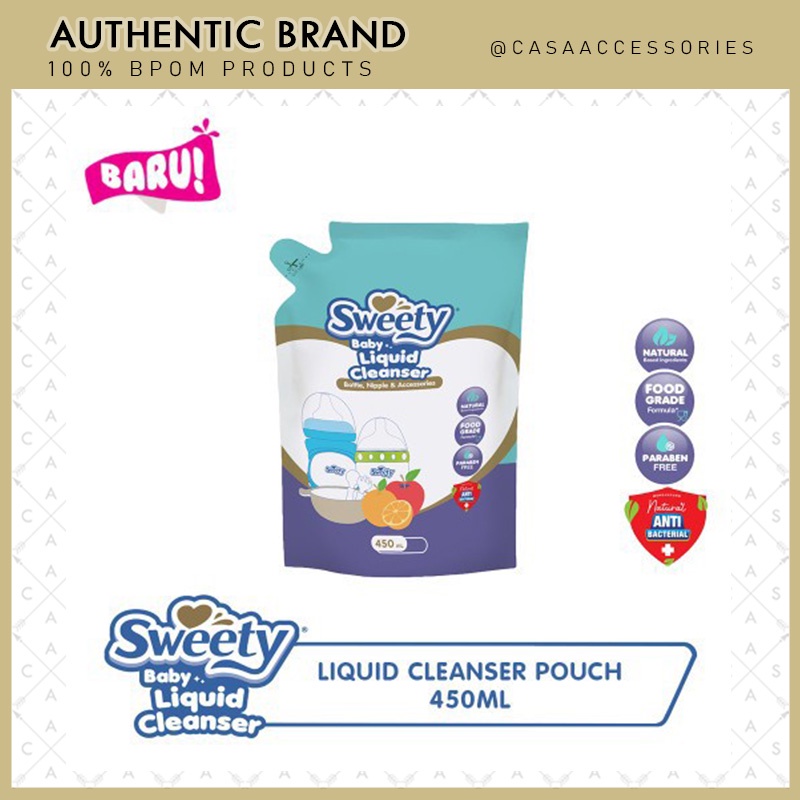 SWEETY Baby Liquid Bottle &amp; Nipple Cleanser / Sabun Cuci Botol Bayi - Refill 450 ml