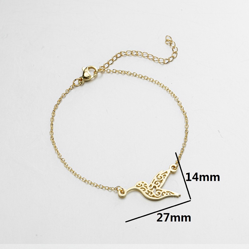 Gelang Bahan Stainless Steel Warna Silver Desain Butterfly Bee Bird Puppy Cat Fox Gaya Vintage