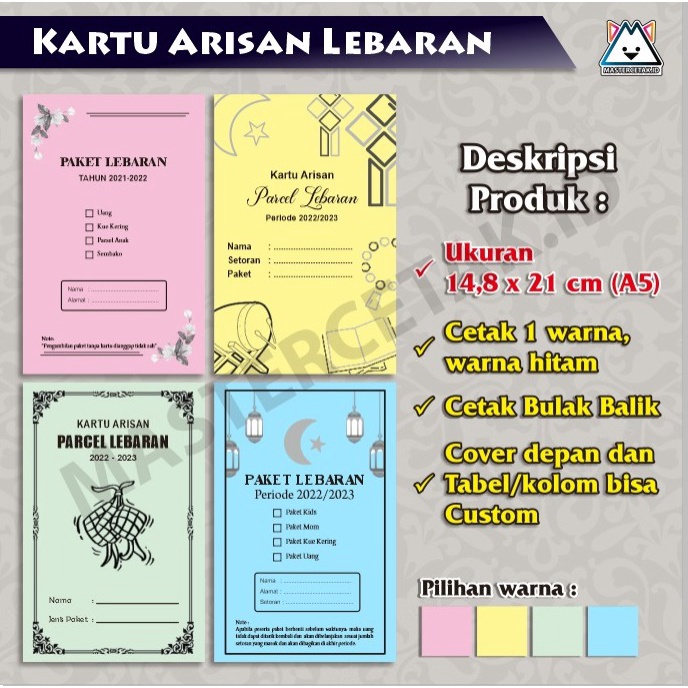 Kartu Arisan Lebaran/Paket Lebaran/Kartu Iuran/Custom Cover + Tabel/Kolom