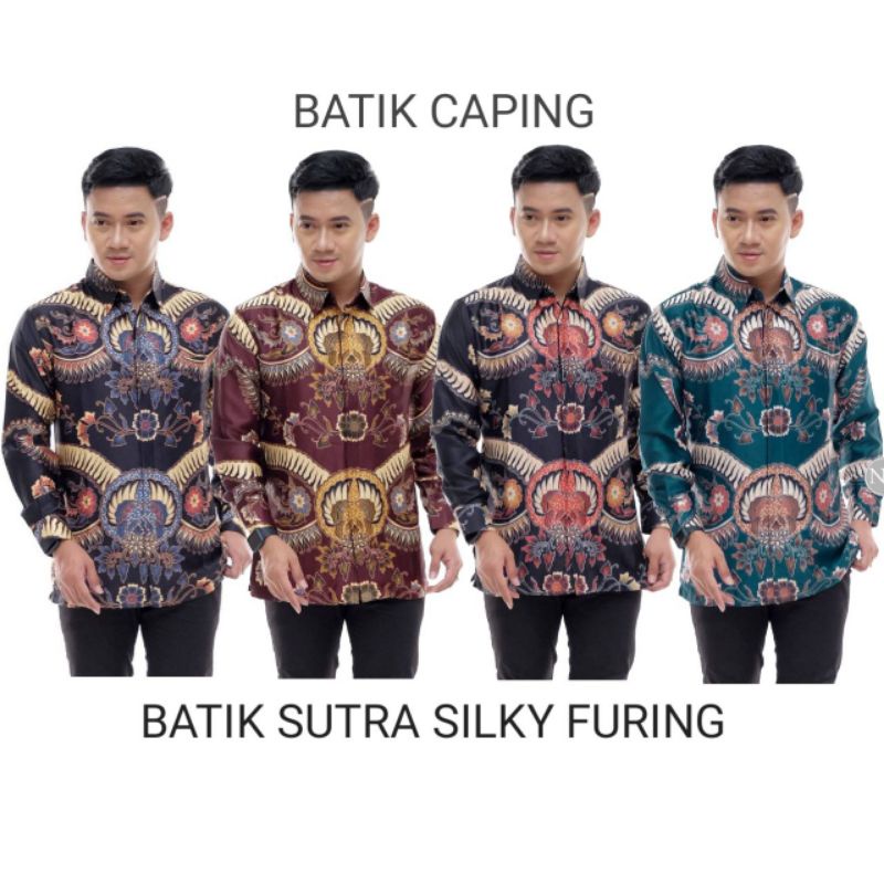 BATIK SEMI SUTRA SILKY BERFURING KEMEJA PRIA LENGAN PANJANG CASUAL MOTIF ELEGAN ELEKTRIK TERLARIS 12