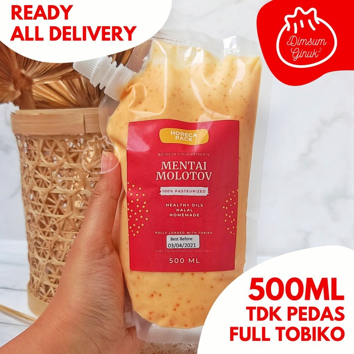 

SAUS-DRESSING- SAUS SAOS MENTAI RICE SALMON MOLOTOV MENTAIKO CAKE DIMSUM GINUK 500 ML