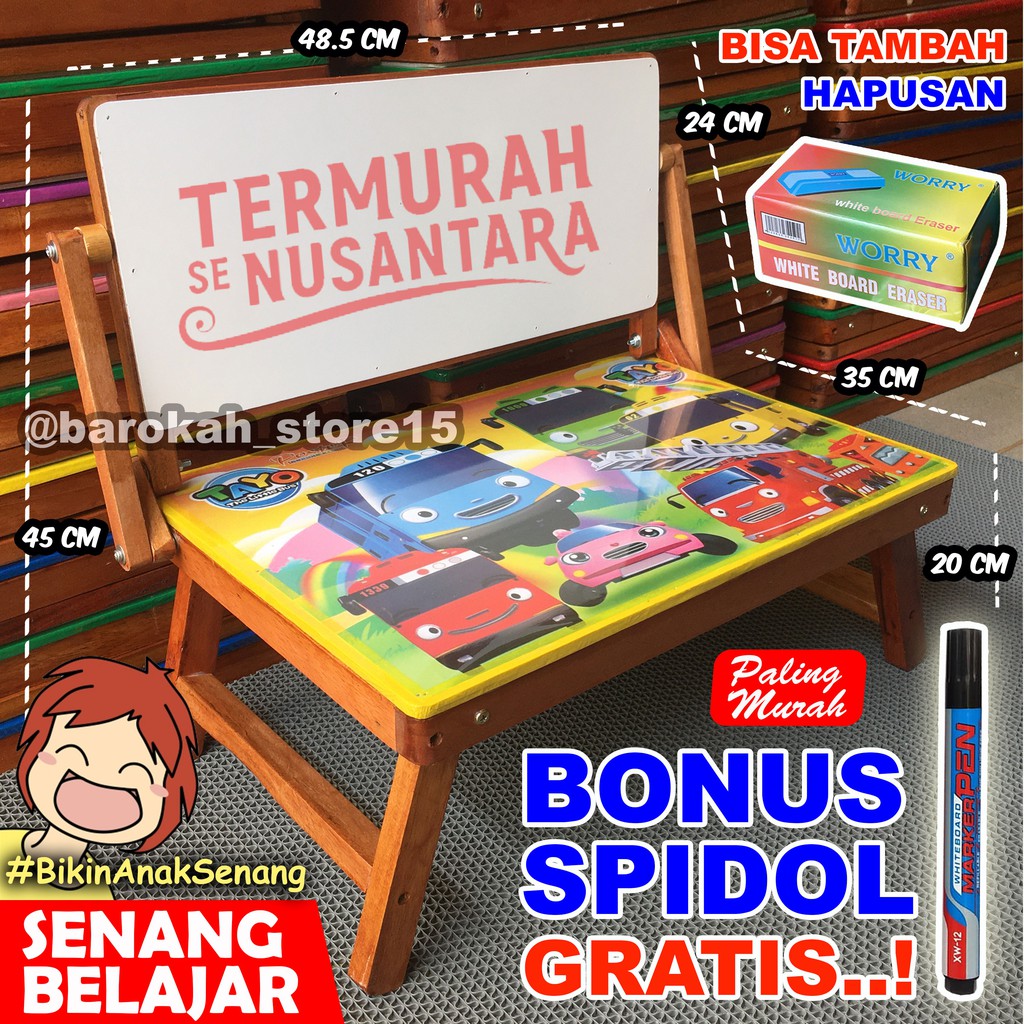 

Meja Belajar Lipat Anak Whiteboard Karakter - Meja Laptop Bonus Spidol Gratis