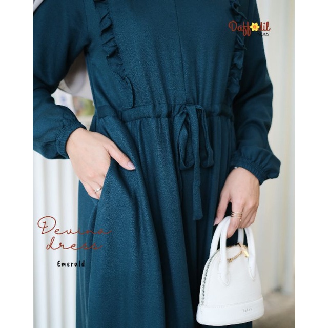 GAMIS SERUT POLOS BAHAN RAYON MORENA ADEM EMPUK LEMBUT - DEVINA DRESS-Emerald
