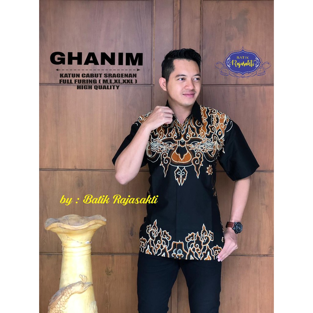 GHANIM RAJASAKTI KEMEJA BATIK SOLO PRIA LENGAN PENDEK LAPIS FURING ATASAN BATIK PREMIUM MODERN KATUN HALUS BAHUWIRYA  BANAMITRA BANAMITRA PUTIH BANGSAWAN BAYU PUTRA BERLIAN BIRU BHARATAYUDA BIMASENA BIRENDRA BIRU INDAH BRAHMAKERTA BRAHMAKERTA MERAH BUDIDR