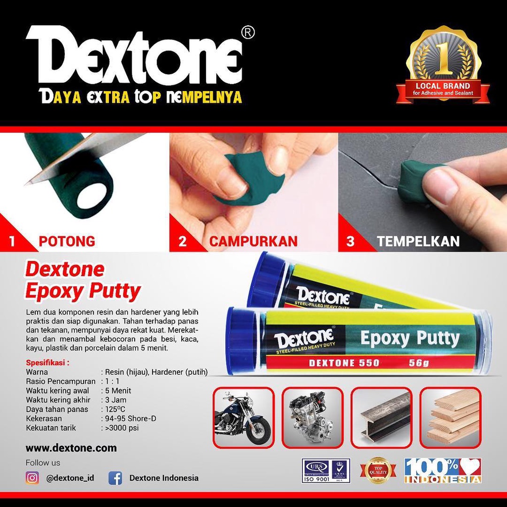 Lem Dextone Epoxy Putty Penutup Bocor Toren Pipa Kitchen Sink Wastafel