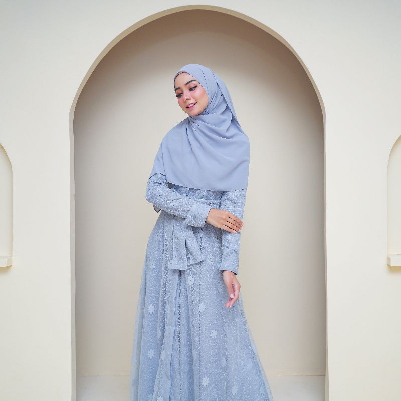 SHARLEEN ARABELLA DRESS BRUKAT MOTIF JASMINE FULL FURING ARABIAN CREPE