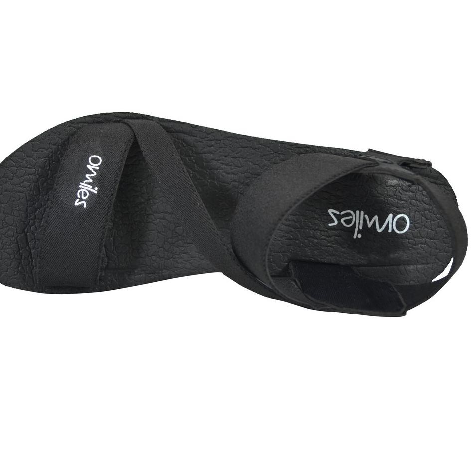 ✔ A8A Sandal Omiles Sendal Wedges OMILES Ghea Sandal Cewe - All Black Model Terkini