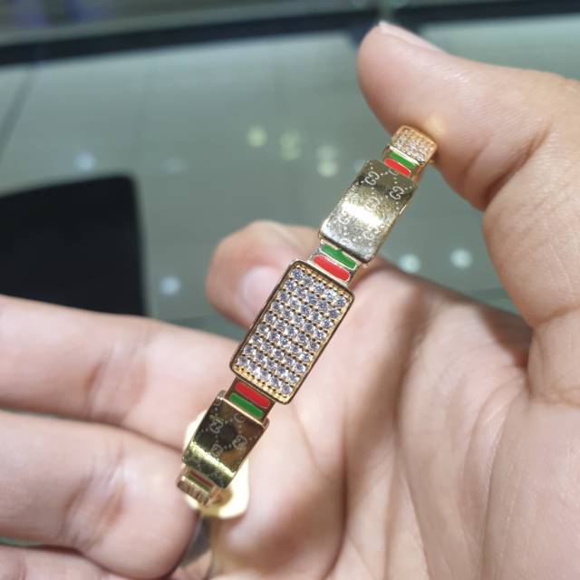 Gelang bangle emas 700 model dof warna merah