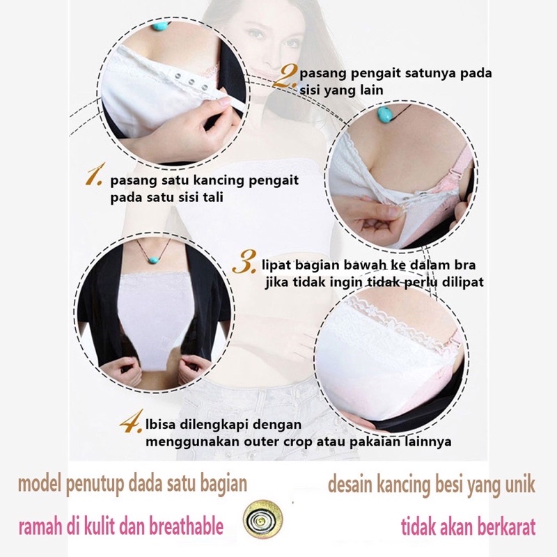 KAMISOL Penutup Belahan Dada Adjustable  KEMBEN Renda Bra Lace Seamless crop Bra Tube top