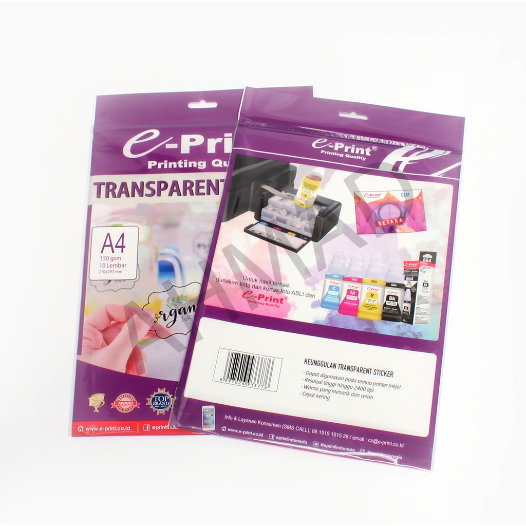 

E-Print Transparent Sticker A4 150 gsm 210 x 297 mm [ PACK ]