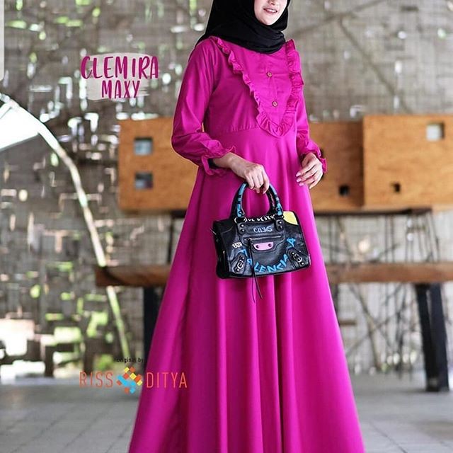 (WOLLYCREPE) CLEMIRA MAXI | Gamis Maxi Dress Polos Linen | mala ST1