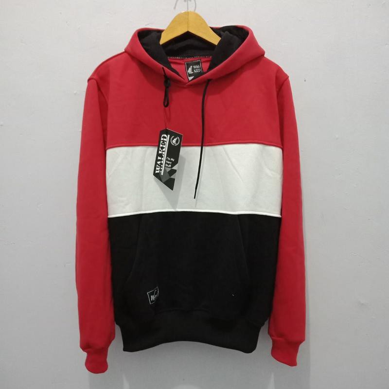 Jaket Pria Kombinasi Hoodie Pria Kombinasi Warna Merah Putih Hitam