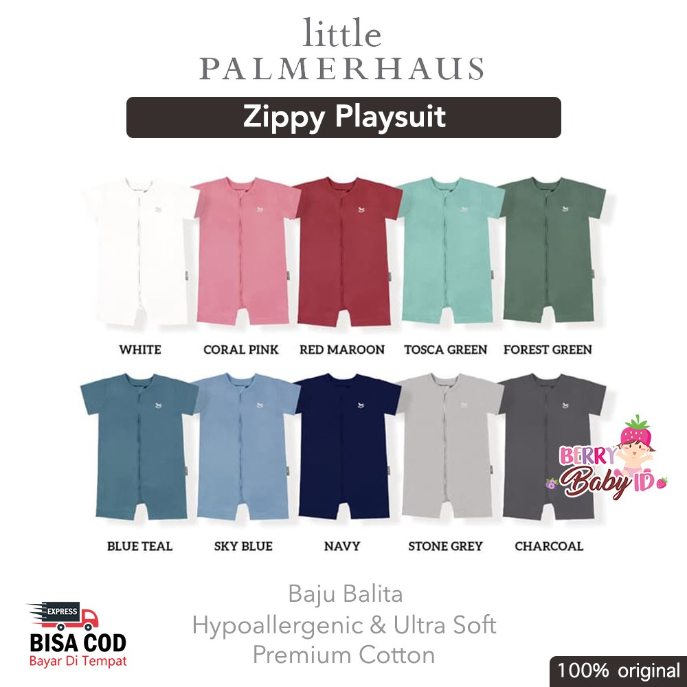 Little Palmerhaus Zippy Playsuit Baju Bayi Balita Jumper Bayi Boy Girl Berry Mart