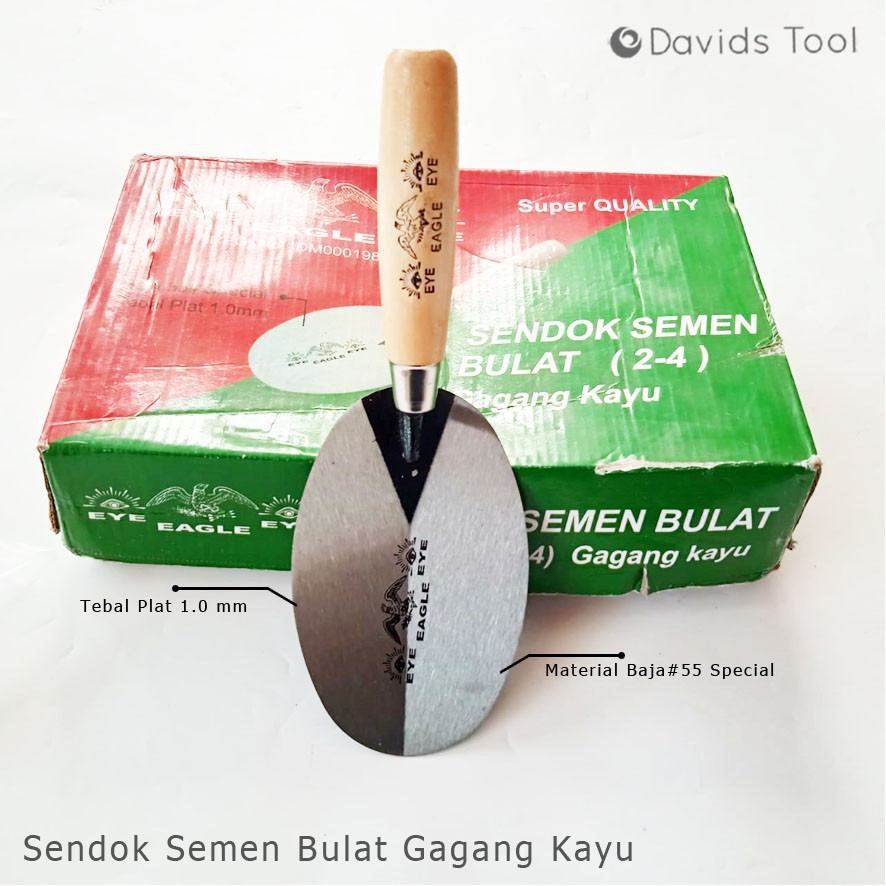 Sendok Semen Cetok Bulat Gagang Kayu