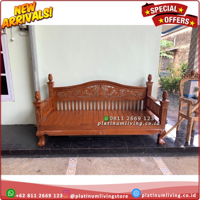 Bangku Bale Bale Jati Ukiran Mewah, Bale Bale Ukiran Jati Tua Jepara Platinumliving Furniture Indone
